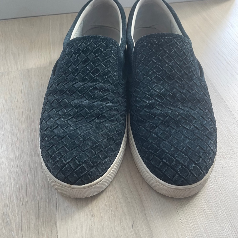 Bottega Veneta woven suede navy slip-on